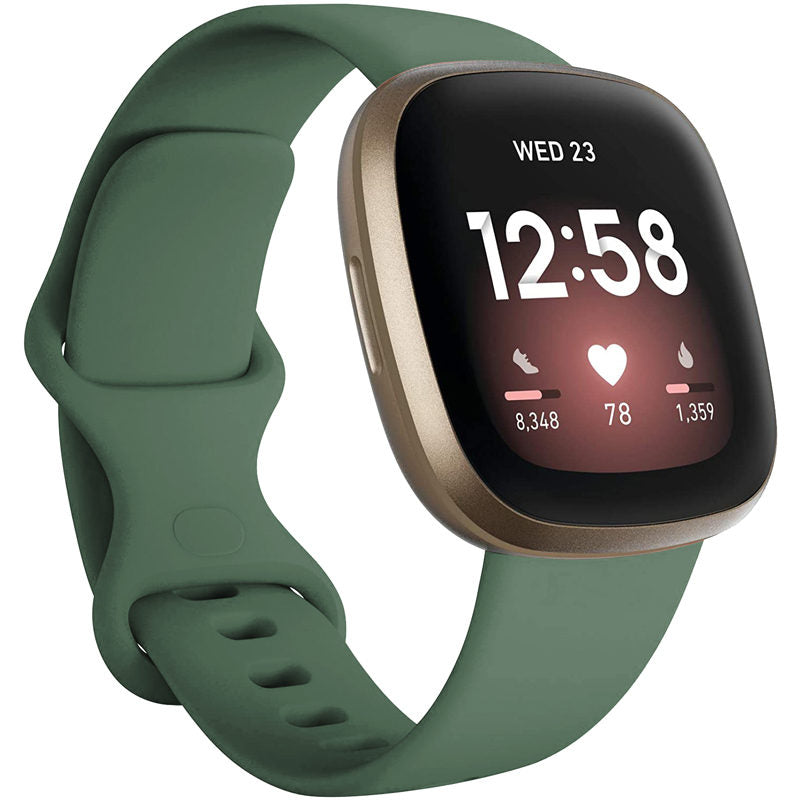 Soft Silicone Sport Replacement Strap For Fitbit Versa 3/Fitbit Sense Small Large-ArmyGreen