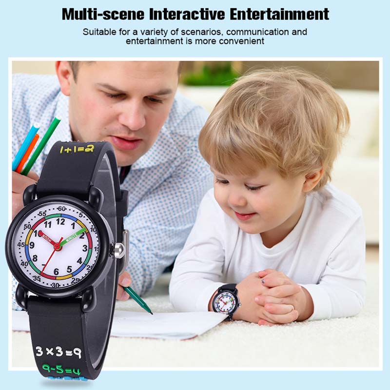 Kids Watches 3D Cartoon Waterproof Silicone Wrist Watch-Black