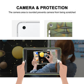 Shock Wave Kickstand Case Anti-Fall Protection With Pencil Holder+Cap For New iPad 7 10.2inch(2019)-Camouflage