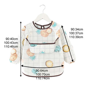 Kids Waterproof Art Smock Cartoon Long Sleeve Aprons with Bib-Pineapple