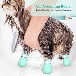 4 PCS Anti-Scratch Cat Foot Shoes Silicone Pet Claws Cover for Home Bathing