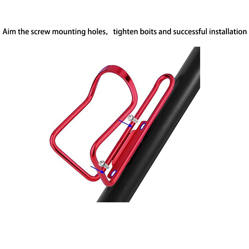 Lightweight Aluminum Alloy Bicycle Water Bottle Cage Holder for Outdoor Activities Drilled Holes Required-Red