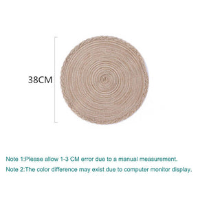 4 Pack Round Braided Laciness Placemats 38CM Washable Kitchen Table Mats for Home Wedding Party-Coffee