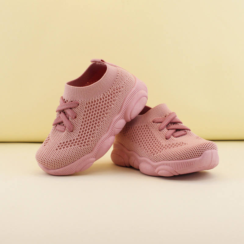 Baby First Walking Shoes Toddler Boys Girls Cotton Mesh Breathable Sneakers-Pink