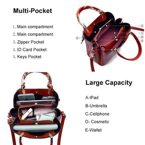 Womens Fashion Leather Purses and Handbags Top Handle Satchel Tote Bags-White
