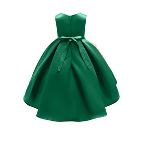 2-9 Years Flower Girls Dress Wedding Party Embroidered Dress-Green