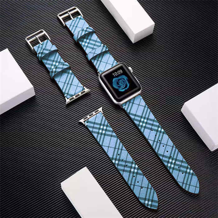 Printing Leather Replacement Wristbands for Apple Watch Series SE/6/5/4/3/2/1-Blue