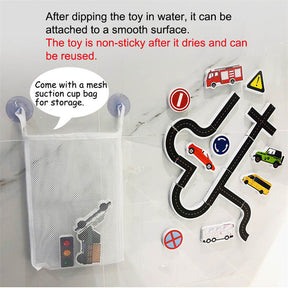 23Pcs Vehicles Foam Toddlers Bath Toys Educational Floating Toys with Suction Cup Storage Mesh Bag
