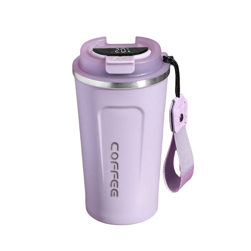 510ML Smart Travel Coffee Mug 304 Stainless Steel LED Display with Rope-Purple