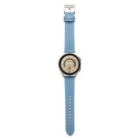 Genuine Leather Watchband Groove for Galaxy Watch 42mm/Samsung Gear S3-PremiumBlue