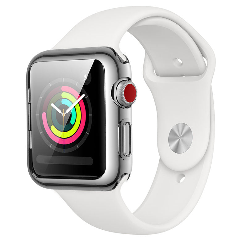 TPU Plated Cover Scratch-Proof Smartwatch Protective Case for iWatch Series SE/6/5/4/3/2/1-GunGray