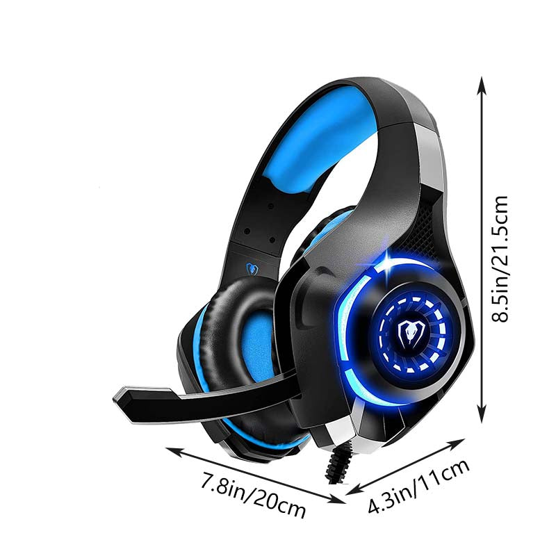 Gaming Headset with Noise Canceling Mic Deep Bass Stereo Sound for PS4 PS5 Switch PC-Blue