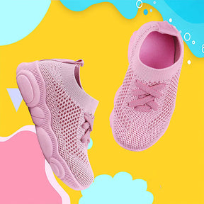 Baby First Walking Shoes Toddler Boys Girls Cotton Mesh Breathable Sneakers-Pink