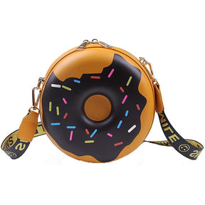 Womens Doughnut Crossbody Purse PU Shoulder Bag-Brown