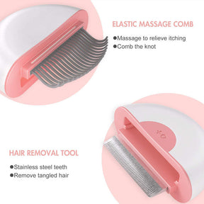 Cat Shedding Brush Massaging Shell Comb Set for Short Hair Pet-Pink