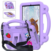 Strawberry Tablet Case with Shoulder Strap Stand for Samsung Galaxy Tab A 8.4 inch 2020-LightPurple