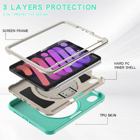 SpiderA iPad Case For iPad Mini 6 Heavy Duty Shockproof Rugged Protective Case With Holder-MintGreen