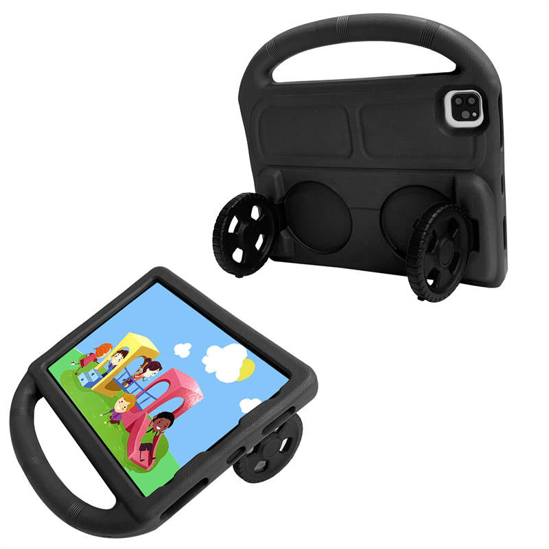 Wheel iPad Case For iPad Pro 11/Air4 10.9 inch Shockproof Stand Cover With Handle Stand-Black
