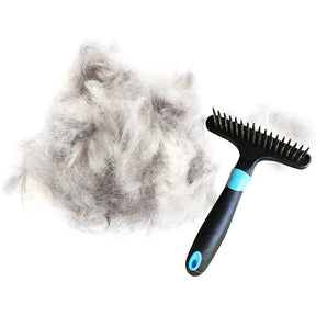 Pet Rake Hair Removal Brush Double Row of Stainless Steel Pins Comb