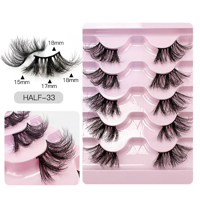 Half Lashes Natural Looking Cat Eye Fluffy 3D Curly False Eyelashes-33