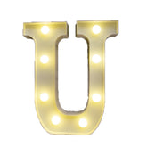 Decorative Led Light Up Number Letters White Plastic Marquee Number Lights Sign Party Wedding Decor Battery Operated (U)