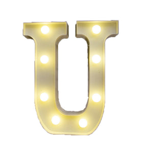 Decorative Led Light Up Number Letters White Plastic Marquee Number Lights Sign Party Wedding Decor Battery Operated (U)