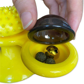 Windmill Massage Cat Toys with Catnip Ball Bell For Indoor-Yellow