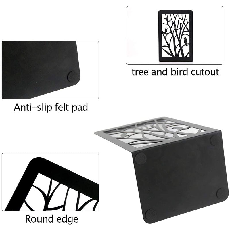 1 Pair Bird Book Ends Decorative Bookends for Heavy Books for School Home Office-Black