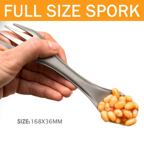 2Pcs 3-in-1 Ultralight Titanium Spork for Backpacking and Camping