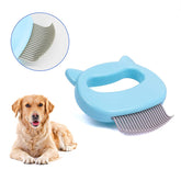 Pet Hair Removal Massaging Shell Comb Soft Deshedding Brush for Long and Short Hair Puppy Bunny-Blue