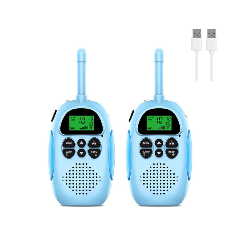 2 Pcs Kids Walkie Talkies Rechargeable 22 Channels 2 Way Radio-Blue