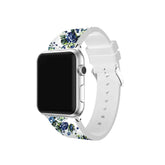 Flower Printing Silicone Watch Band For Apple Watch SE/6/5/4/3/2/1(White Green)
