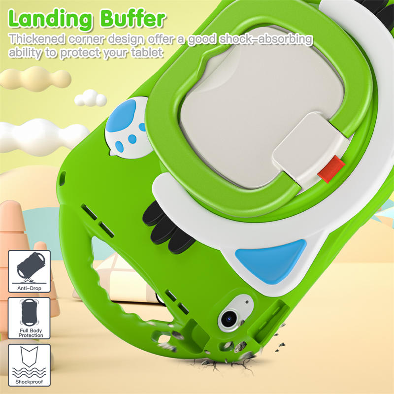Cat Tablet Case For iPad 10th Kids Friendly with Handle Stand-Green