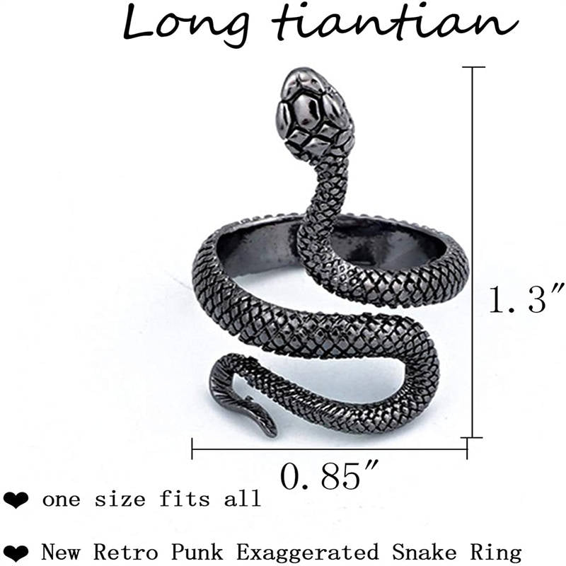 Pack of 2 Reptile Snake Ring for Women-BlackSilver