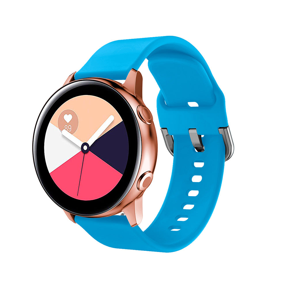 Soft Silicone Silver Square buckle Watch Band For Samsung Galaxy Watch 42/46mm Gear S3 Frontier/Classic(Sky Blue)