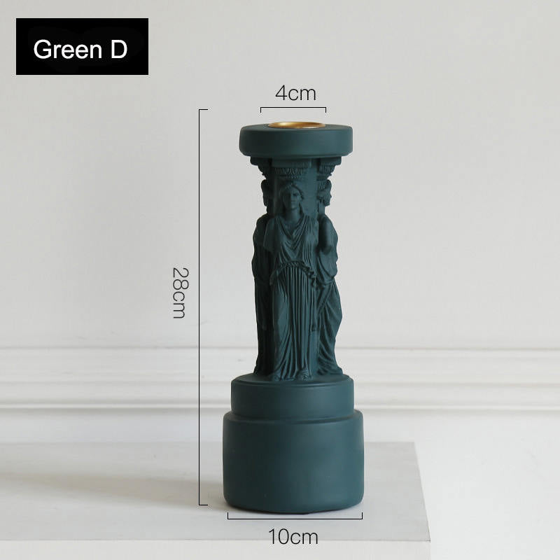 4 Pcs Retro Candle Holder Nordic Roman Column Aroma Candle Base for Festival Home Decor Ornament-Green