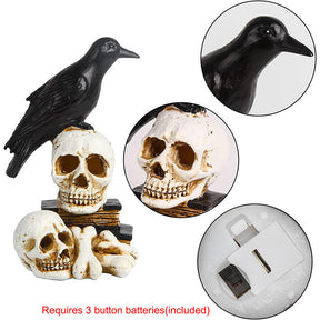 Halloween Realistic Crow Skull Lamp for Party Decor