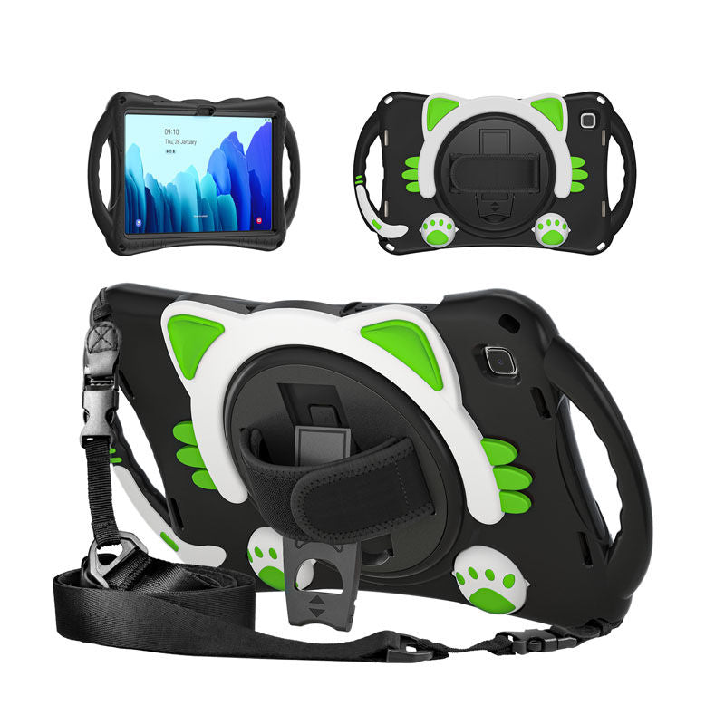 CatA Samsung Tablet for Tab A7 10.4  T500/T505/T507/T505N Built-in Handle Stand With a Strap-Black Green