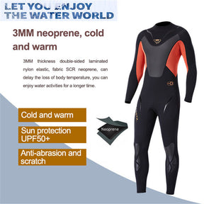 Adore Men Wetsuit 3mm Neoprene Scuba Diving Snorkeling Surfing Swimming Cold Water Wetsuit-WS19495-Black