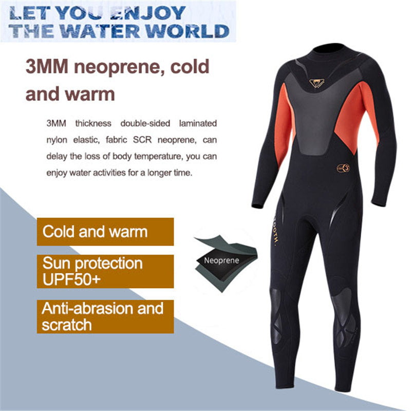 Adore Men Wetsuit 3mm Neoprene Scuba Diving Snorkeling Surfing Swimming Cold Water Wetsuit-WS19495-Black