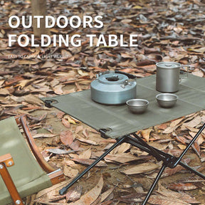 Lightweight Folding Camping Table Washable Fabric with Carry Bag-Army Green