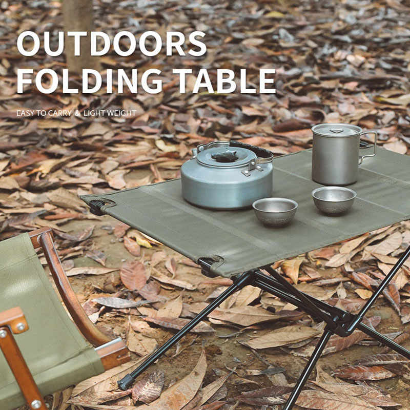 Lightweight Folding Camping Table Washable Fabric with Carry Bag-Army Green