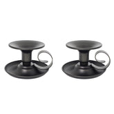 2 Pcs Retro Iron Taper Candle Holder for Halloween Christmas Decoration-Black