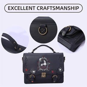 Women Vintage Messenger Bag Lolita Cute Handbags for Girls-Black