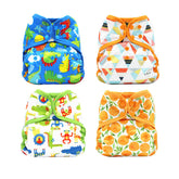 4Pcs Washable Reusable Baby Cloth Diapers Covers with Double Gusset For Baby 3Kg-15Kg-Set1