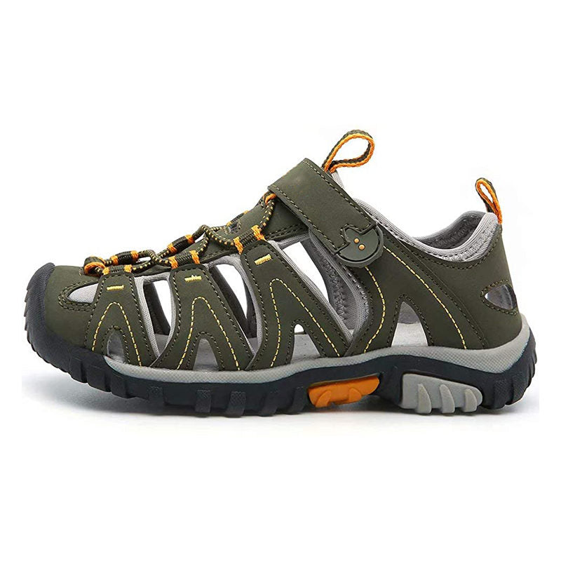 Boys Girls Sport Water Sandals Closed-Toe Outdoor Non-slip Flat-Green