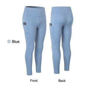 High Waisted Leggings for Women Stretchy Soft Yoga Pants with Pockets-Blue