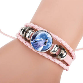 Adjustable Wolf Braided Leather Bracelet The Pretty Gifts for Women-Pink