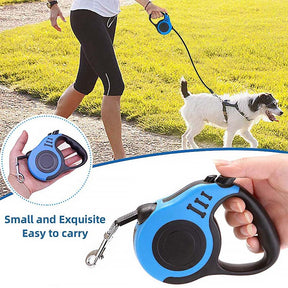 Retractable Dog Leash Lightweight Portative with Folding Bowl Dispenser Waste Bag-Blue