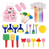 32 Pcs Painting DIY Paint Sponges Tool Early Learn Set for Kids-Pink